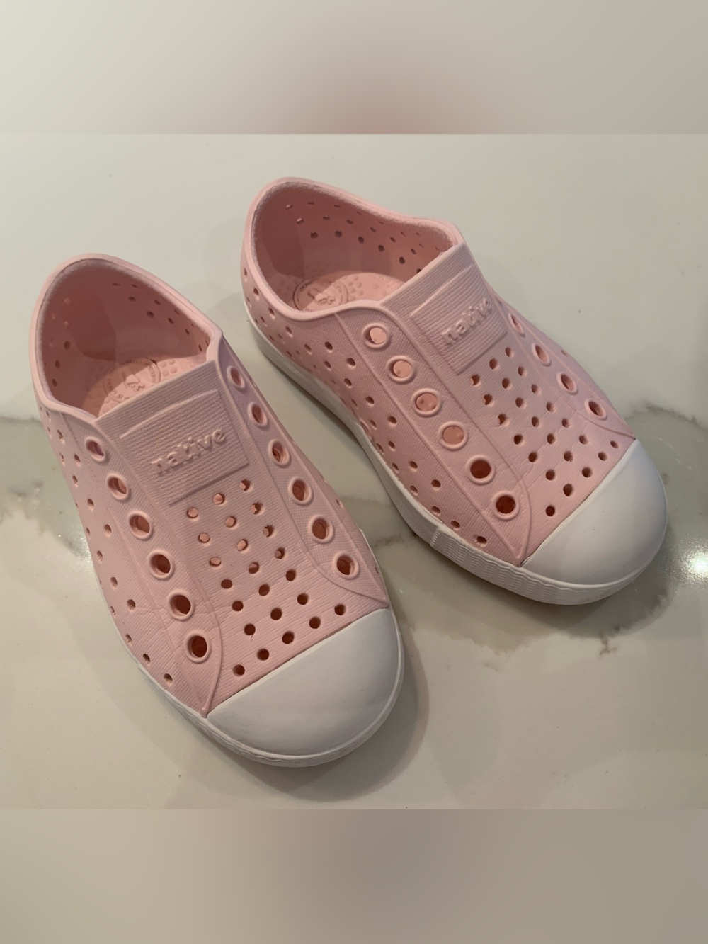 Native Kids Water Shoe Slip-On in Light Pink with White Toe